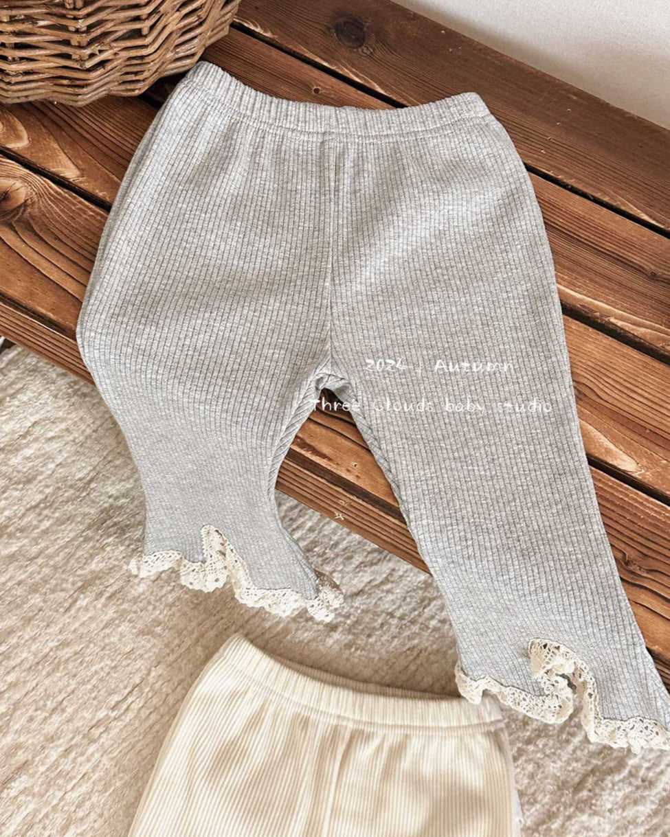 Slits Lace Decor Elastic Baby Girl Bell Bottoms