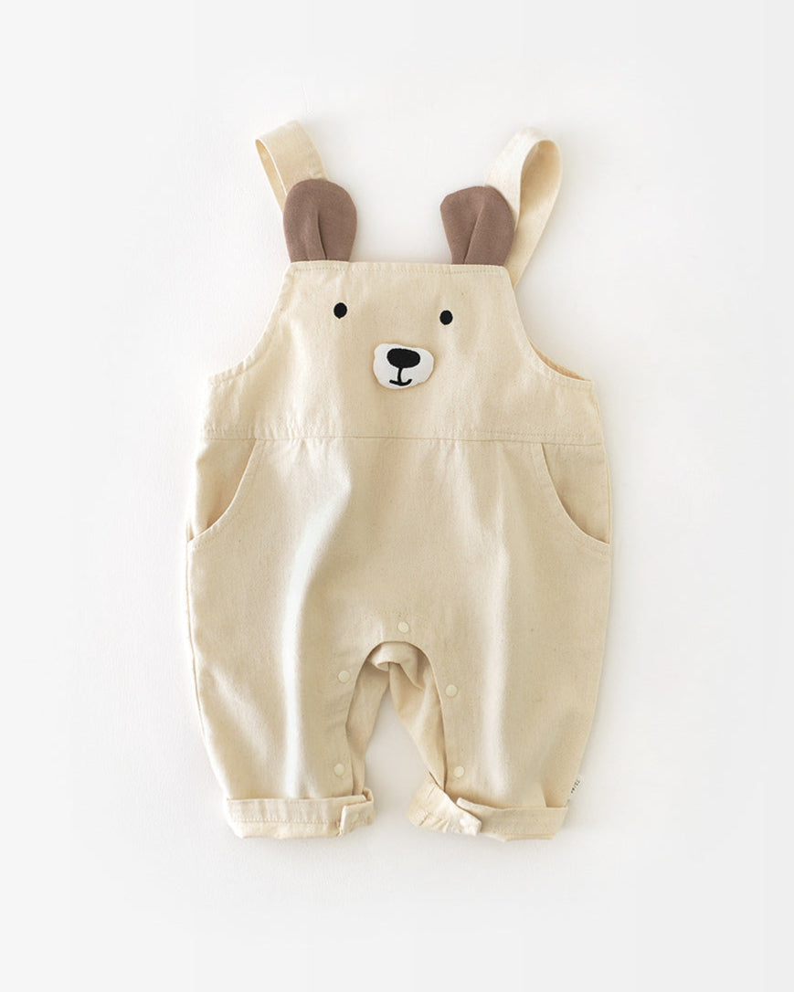 Color Block T-shirt Bear Baby Jumpsuits Set