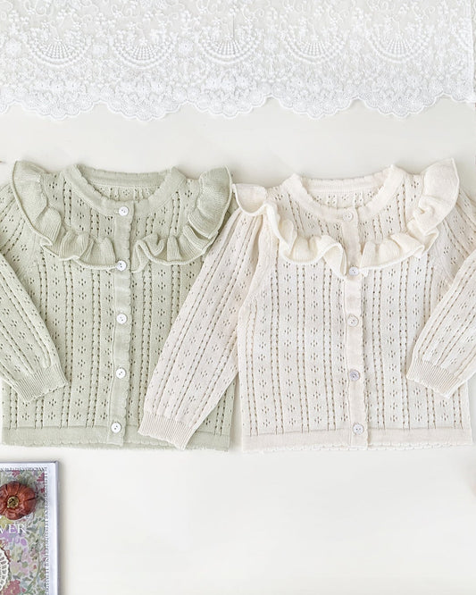 Sweet Hollowed-out Baby Girl Sweater Cardigan