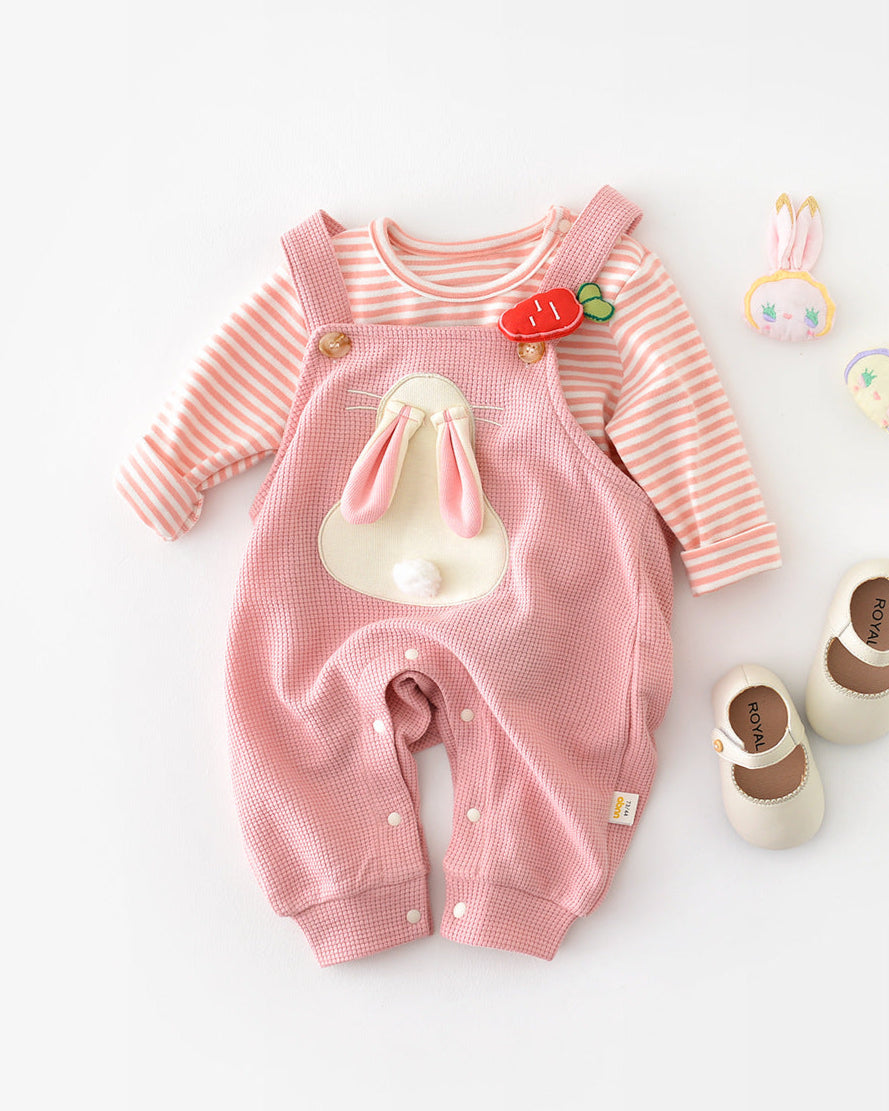2pcs Rabbit Pattern Baby Sweatshirt Jumpsuits Set