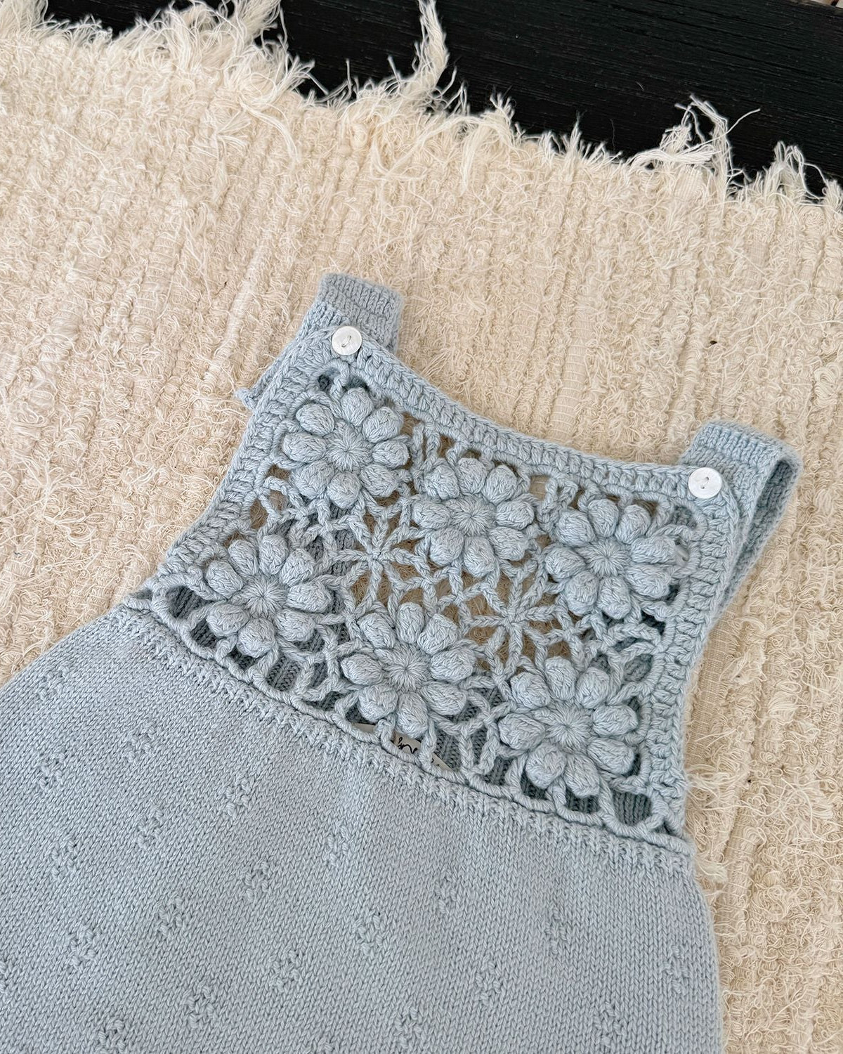Knitted Crochet Floral Sleeveless Baby Girl Romper Hat