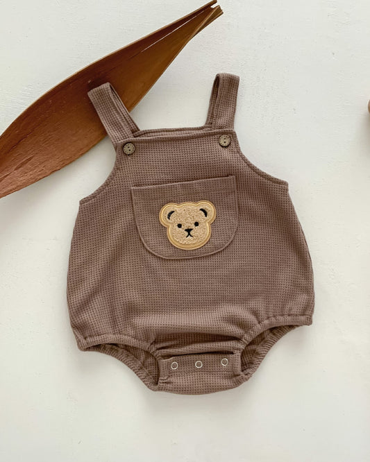 Waffled Bear Printed Baby Romper/Tee