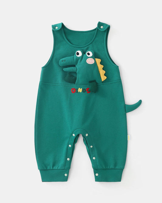 Dinosaur Pattern Striped Baby Jumpsuits Set