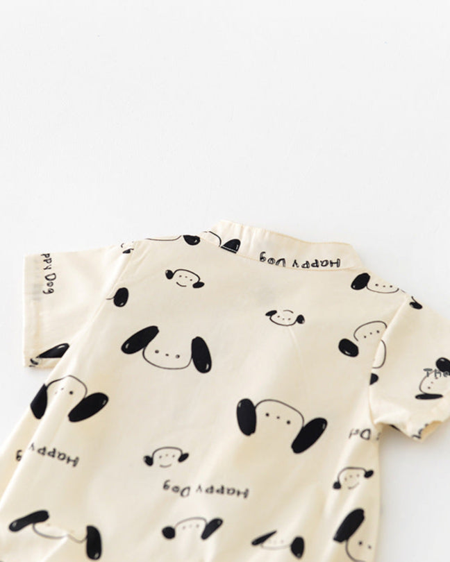 Dog Pattern Baby Short Sleeve Shirt Romper