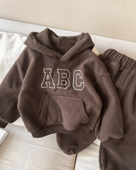ABC Letter Fleece Baby Hoodie Pants 2pcs Set