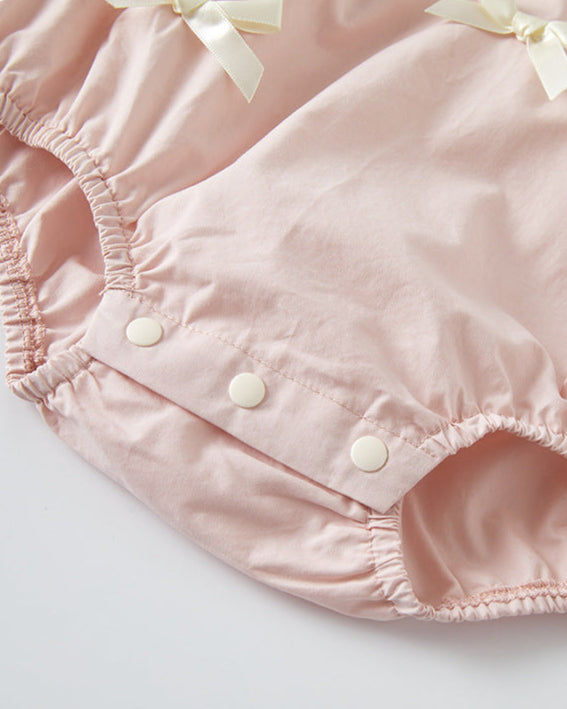Sweet Lace Bow Decor Baby Short Sleeve Romper