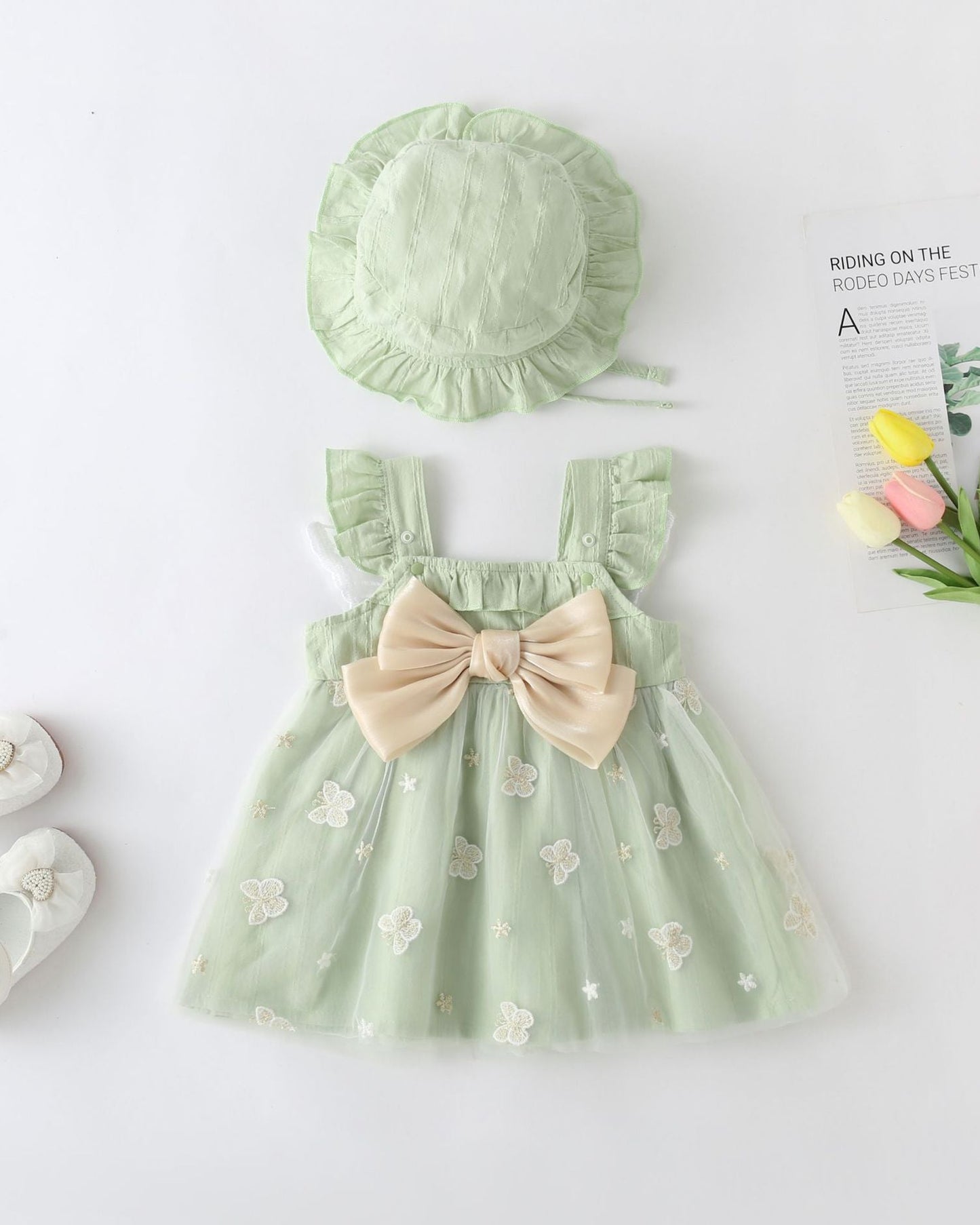 Sweet Butterfly Decor Baby Girl Dress&Hat
