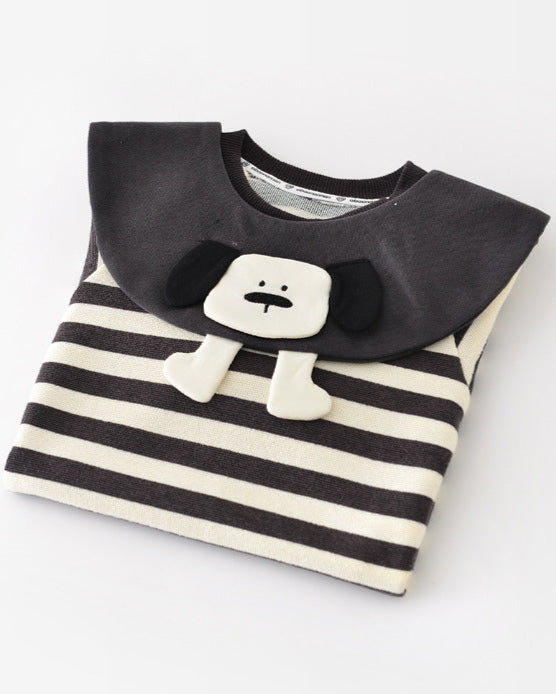 Striped Removable Collar Long Sleeve Baby Jumpsuits