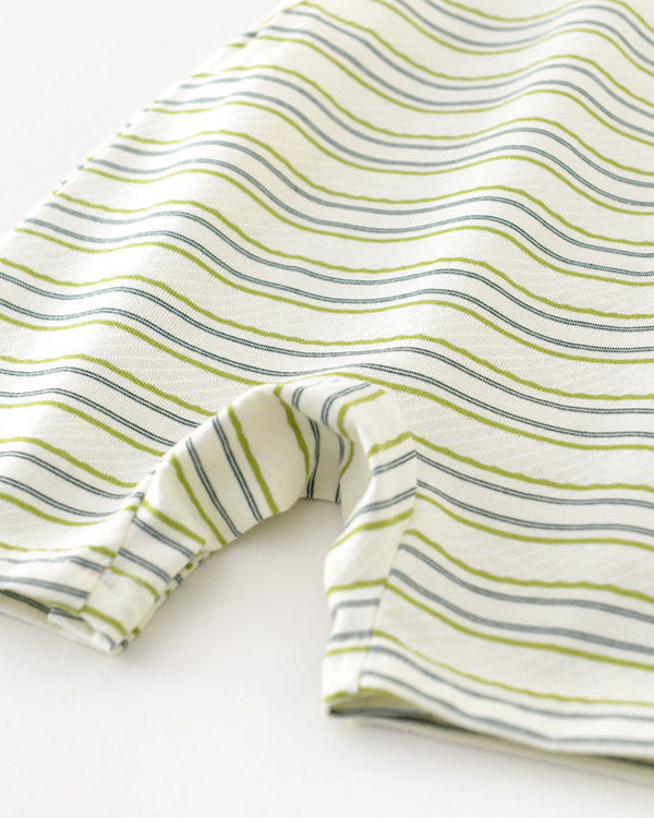 ツリー柄ストライプ柄ベビーノースリーブジャンプスーツ