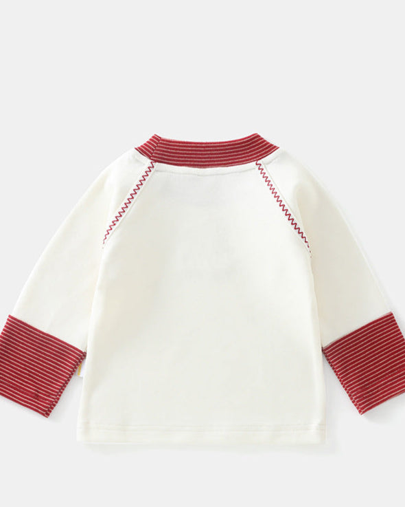 Puppy Striped Color Block Long Sleeve Baby T-shirt
