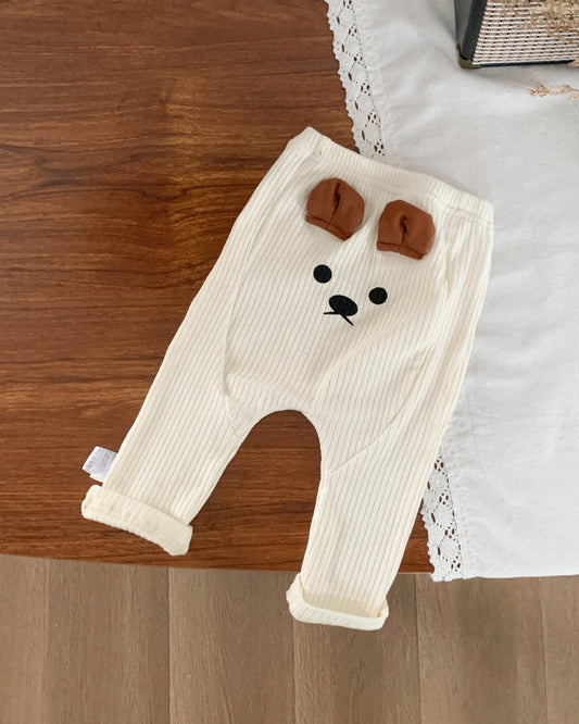 Cute Bear Decor Cotton Baby Pants