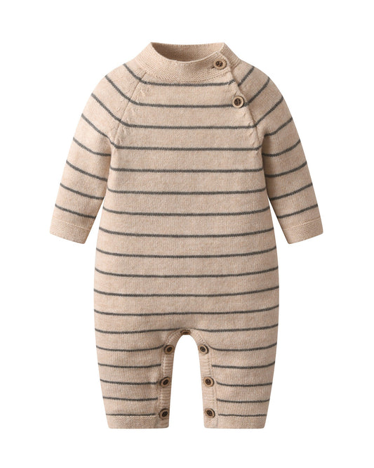 Striped Knitted Baby Romper Jumpsuits 2pcs Set