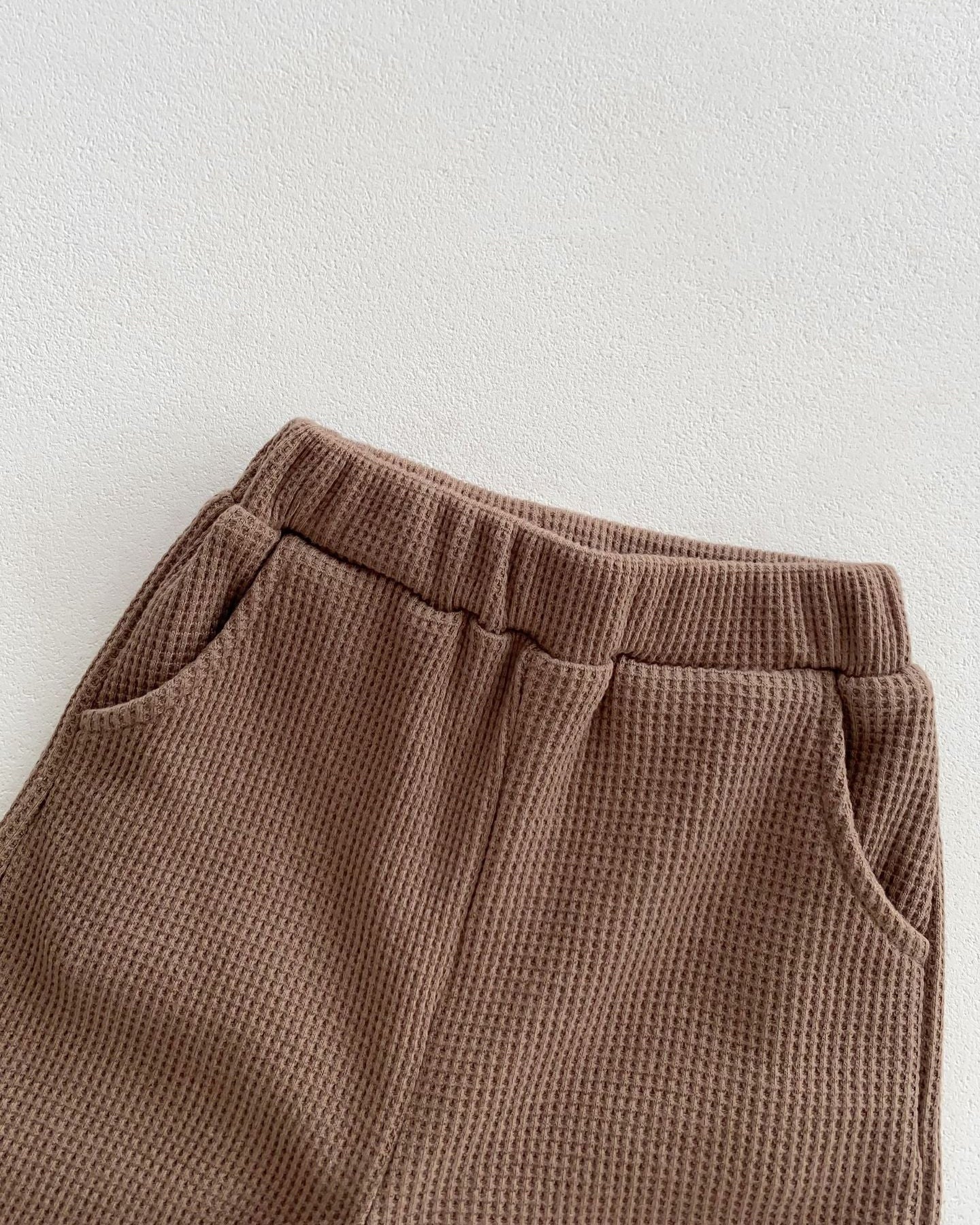 Casual Waffled Baby Sweatshirt Pants 2pcs Set