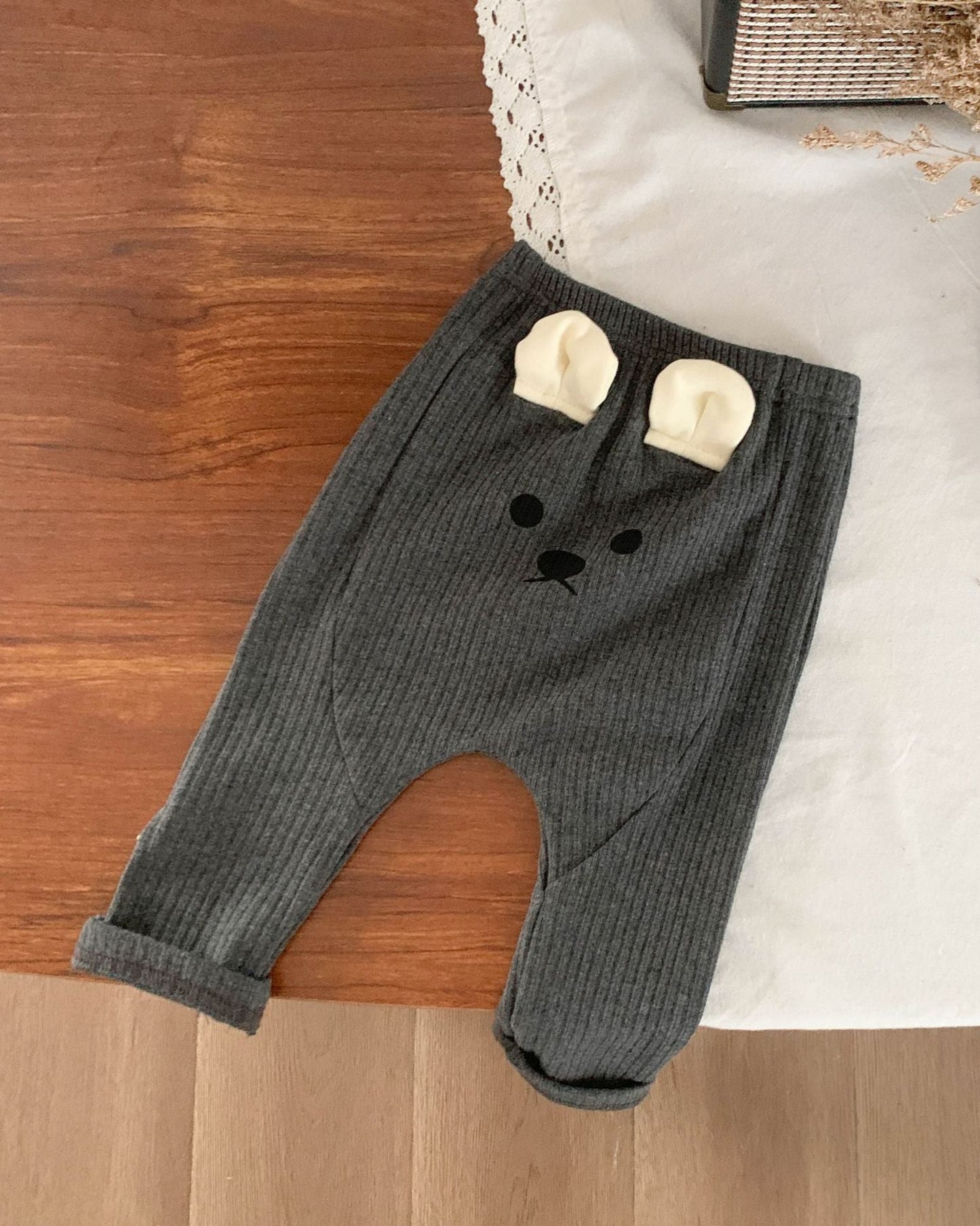 Cute Bear Decor Cotton Baby Pants