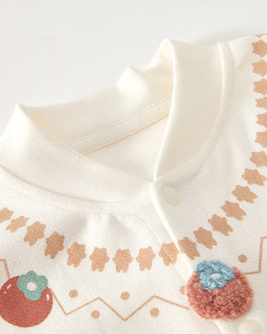 Cotton Apple Decor Long Sleeve Baby Jumpsuits