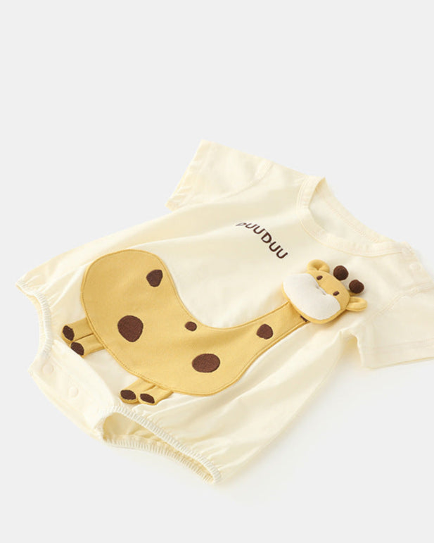 Giraffe Pattern Short Sleeve Romper/Socks