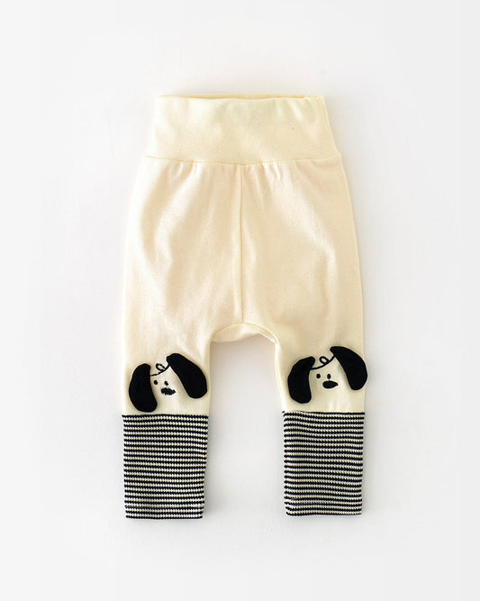 بنطلون أطفال عالي الخصر برسومات كرتونية باللون الأسود