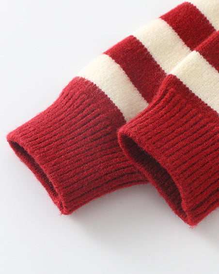 Christmas Decor Striped Knitted Baby Sweater