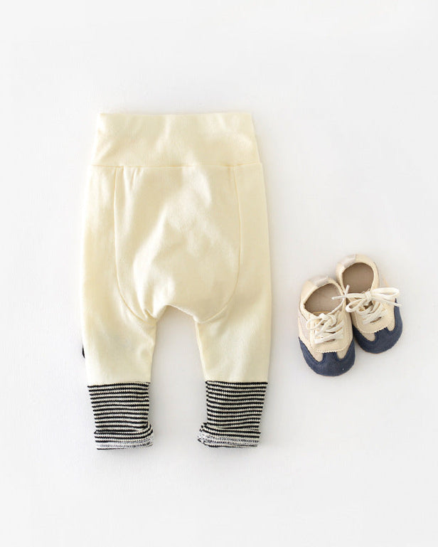 Color Black Cartoon Baby High Waisted Pants