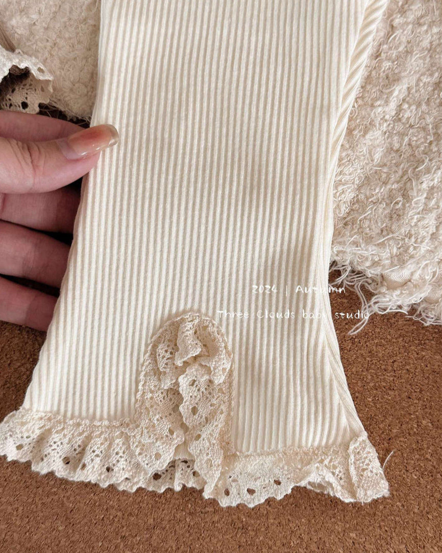 Slits Lace Decor Elastic Baby Girl Bell Bottoms