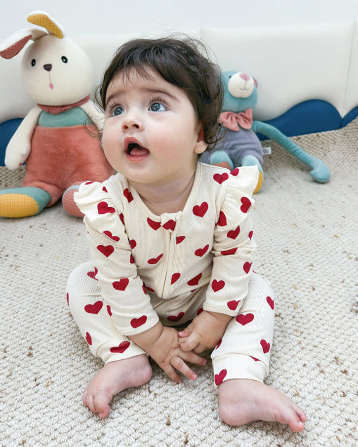 Cotton Soft Heart Long Sleeve Baby Jumpsuits/Romper
