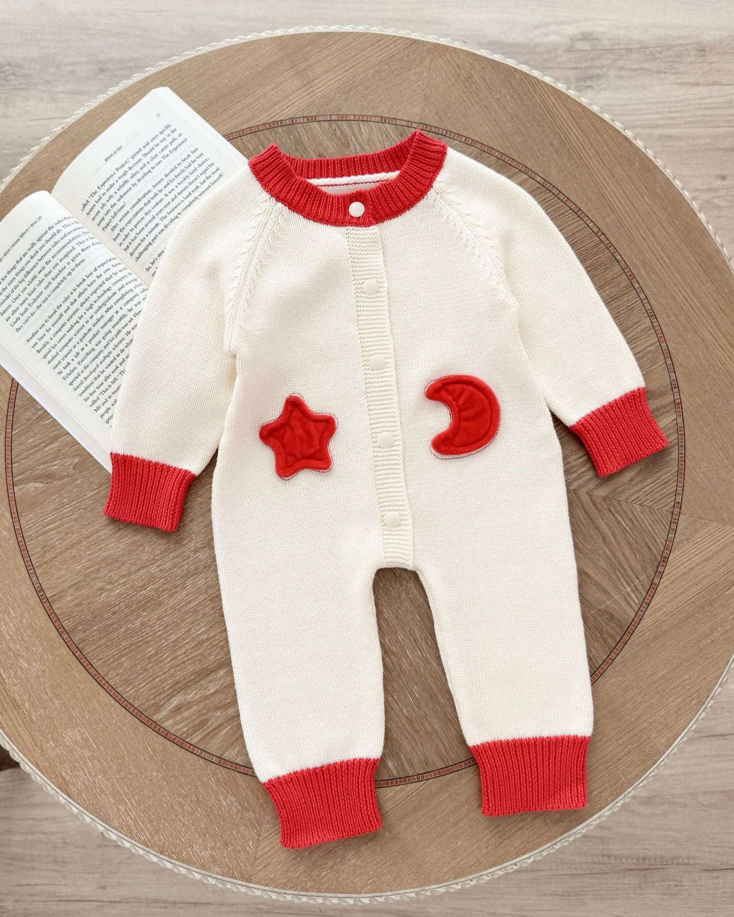Moon Star Knitted Long Sleeve Baby Jumpsuits