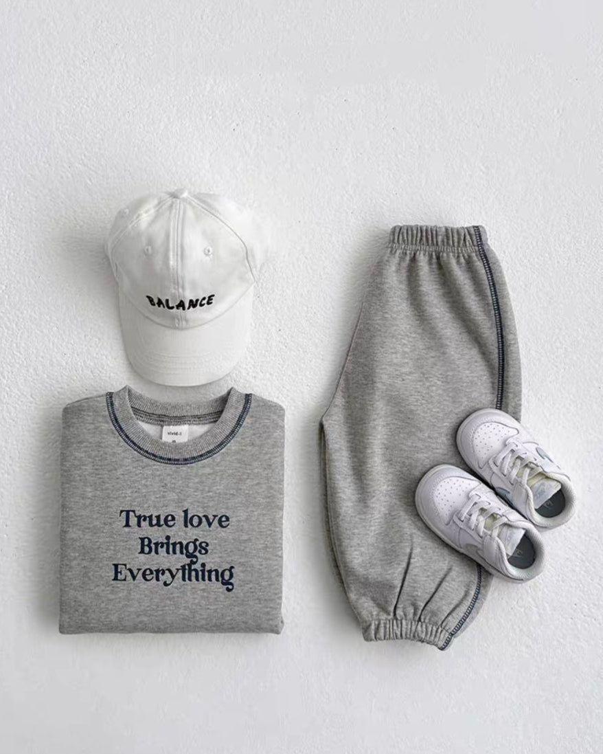 Letter Printed Casual Baby Hoodie Pants 2pcs Set