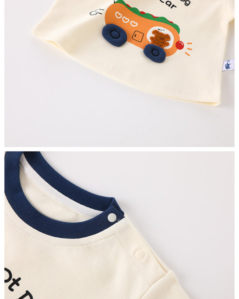 Hot Dog Car Printed Baby Long Sleeve Top