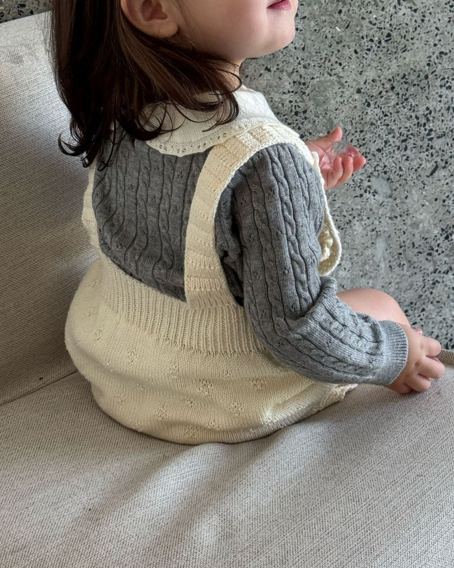 Knitted Crochet Floral Sleeveless Baby Girl Romper Hat