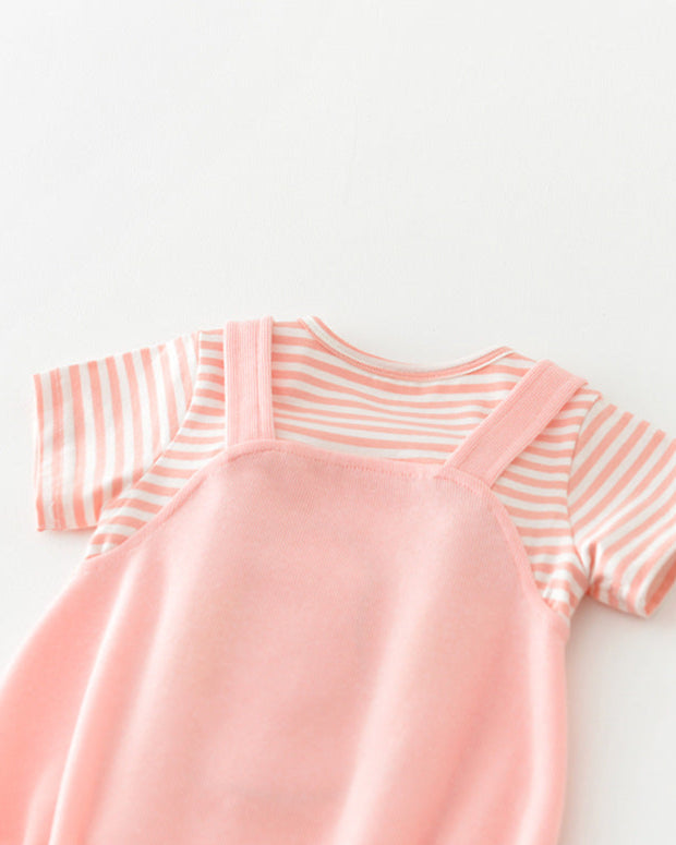 Rabbit Pattern False Two Pieces Baby Romper