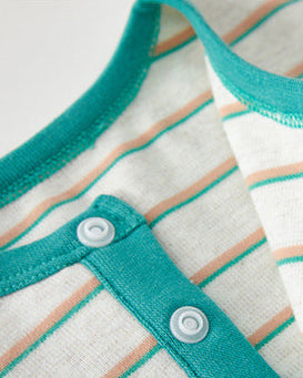 Striped Cotton Buttoned Long Sleeve Baby Jumpsuits