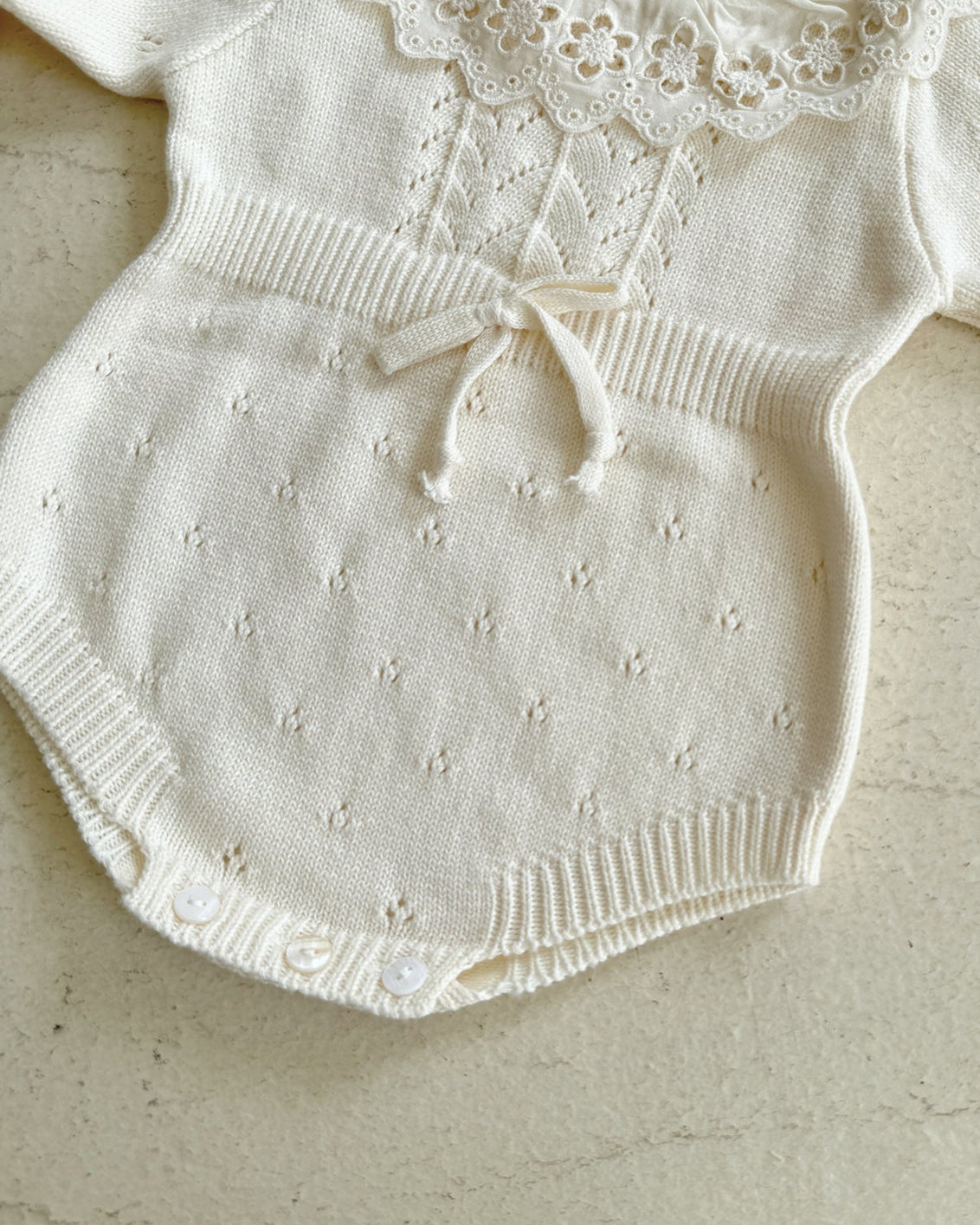 Sweet Lace Collar Knitted Long Sleeve Baby Romper