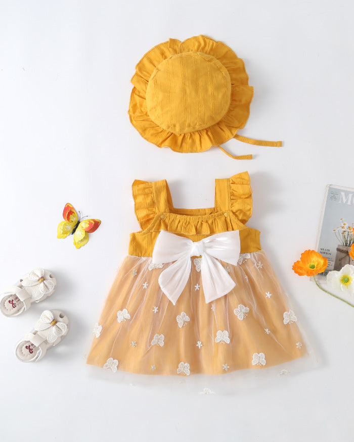 Sweet Butterfly Decor Baby Girl Dress&Hat
