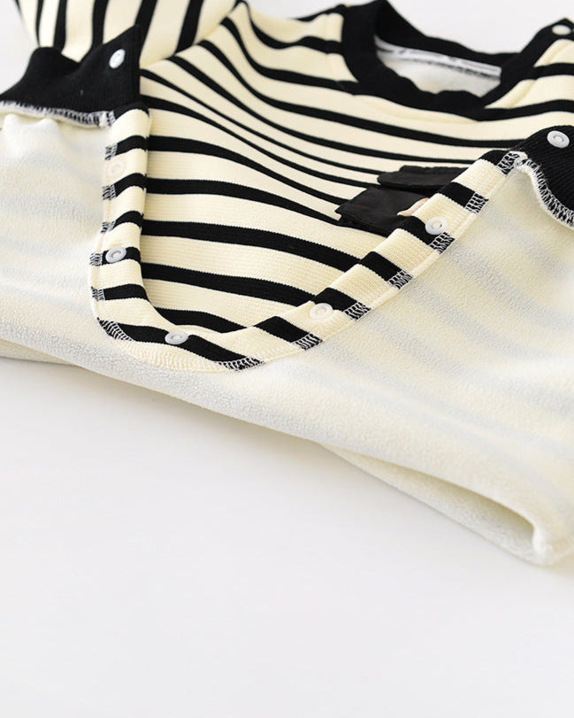 Casual Striped Pocket Design Long Sleeve Baby Jumpsuits