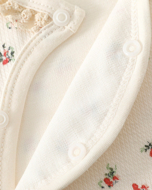 Sweet Floral Lace Collar Cotton Baby Jumpsuits