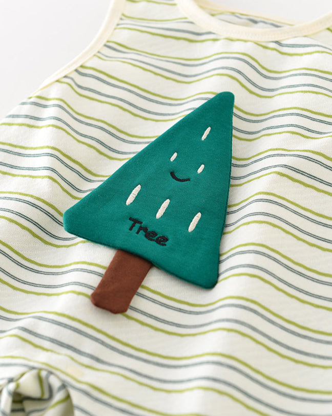 Tree Pattern Striped Baby Sleeveless Jumpsuits