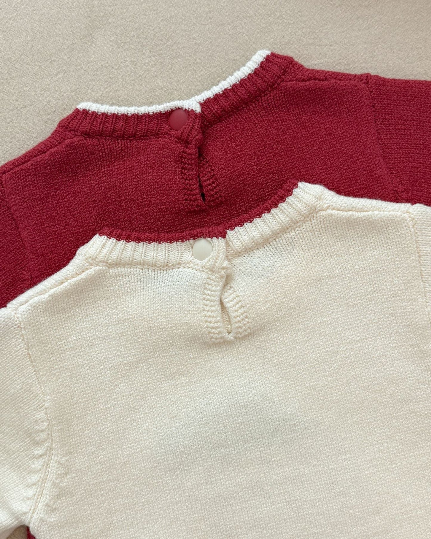 Strawberry Pattern Knitted Long Sleeve Baby Romper