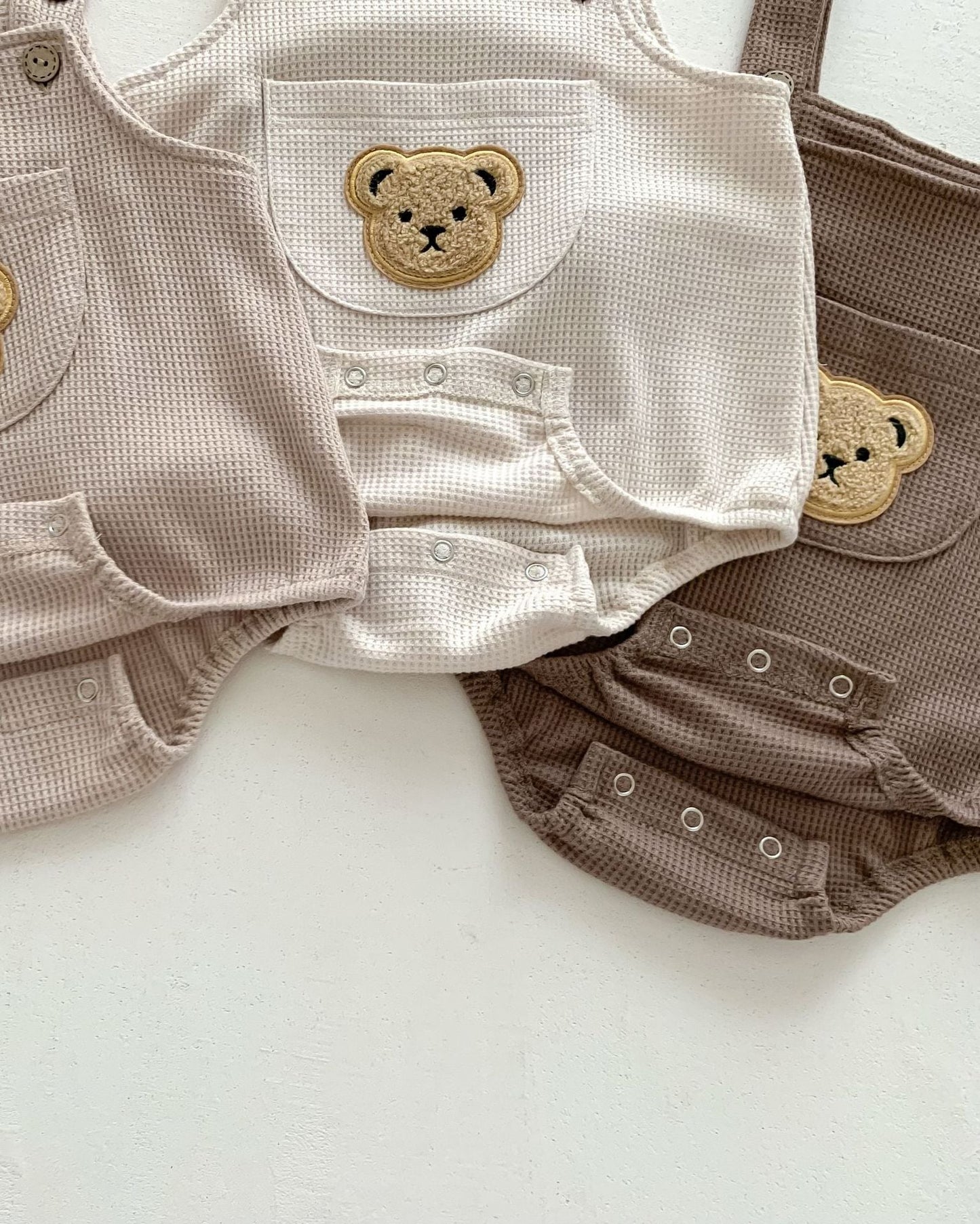 Waffled Bear Printed Baby Romper/Tee
