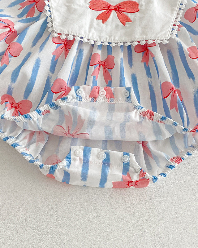 Striped Bow Pattern Girl Dress/Baby Romper