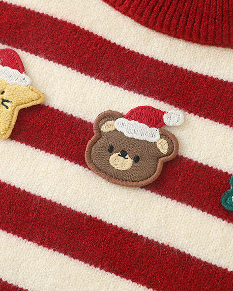 Christmas Decor Striped Knitted Baby Sweater