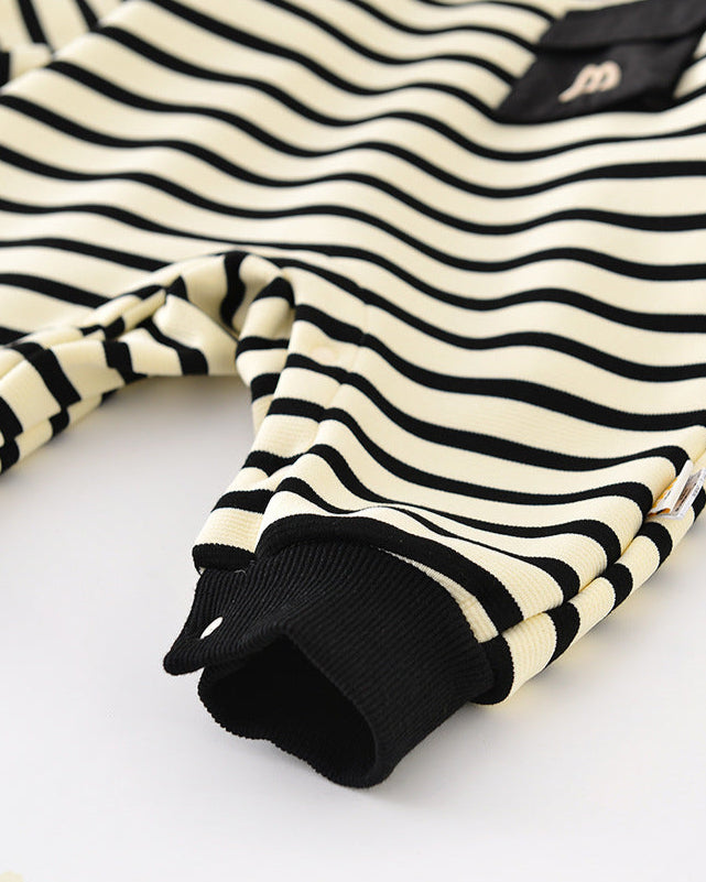 Casual Striped Pocket Design Long Sleeve Baby Jumpsuits