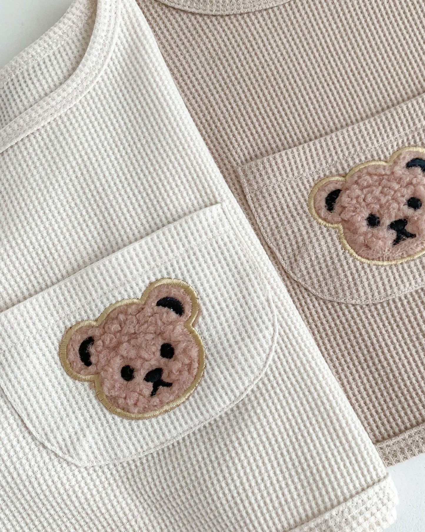 Waffled Bear Pocket Baby Pullover&Pants Set