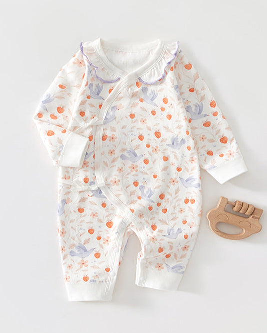 Bird Strawberry Pattern Cotton Baby Jumpsuits