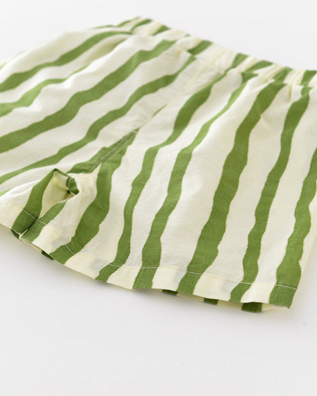 Casual Striped Pocket Design Baby Short Pants/Set