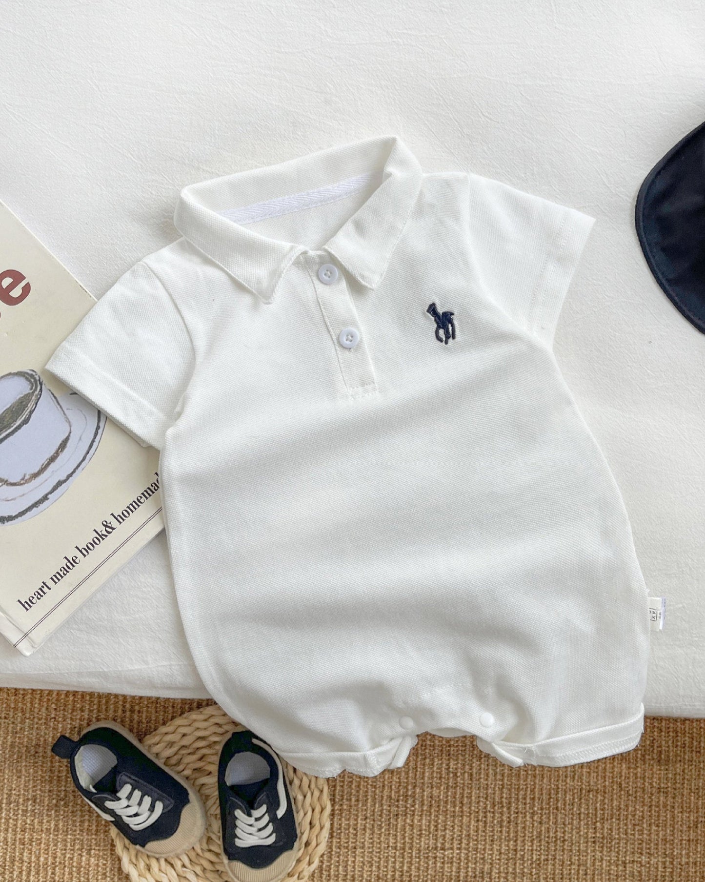 Casual Solid Color Polo Baby Romper/Jumpsuits