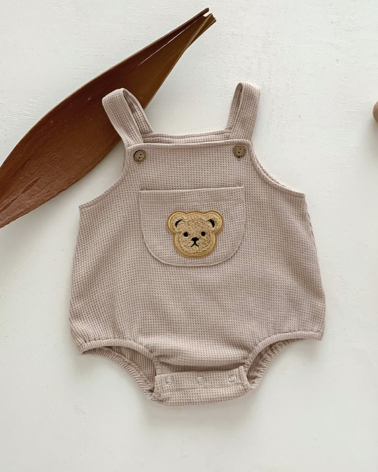 Waffled Bear Printed Baby Romper/Tee
