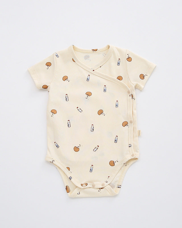 Cotton Floral/Leaf/Fruit Baby Short Sleeve Romper