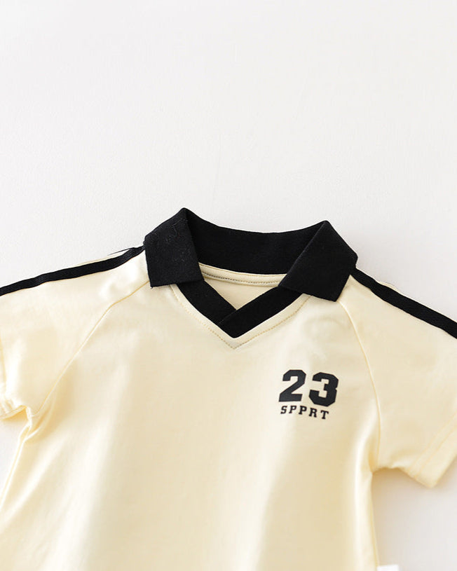 Sport Style Color Block Baby Tee&Pants Set