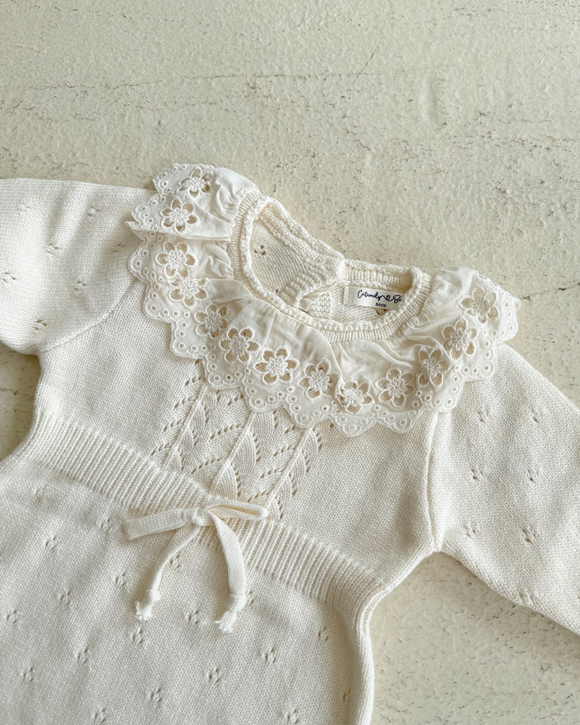 Sweet Lace Collar Knitted Long Sleeve Baby Romper