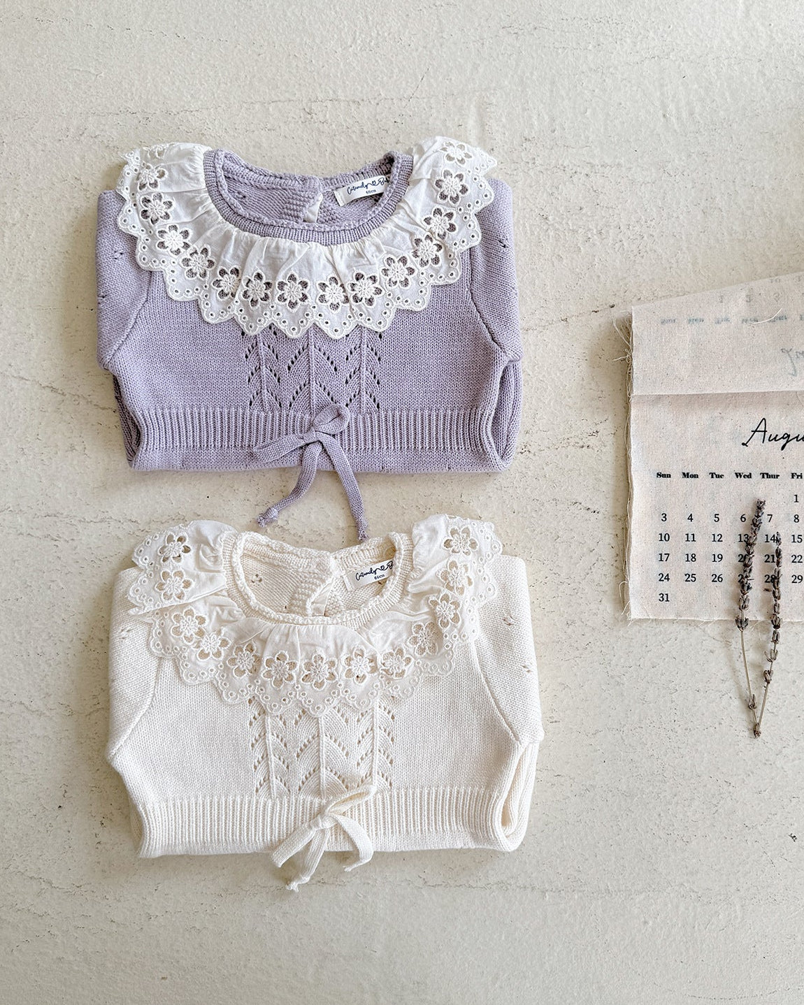 Sweet Lace Collar Knitted Long Sleeve Baby Romper